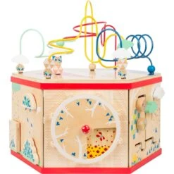 Small Foot Cube D'activités Hexagonal -Magasin De Jouets En Bois boite hexagonale multi activites en bois 15