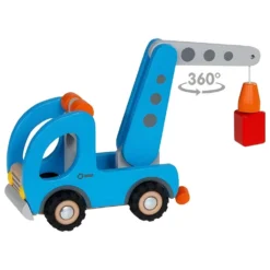Goki Camion Plateau-grue -Magasin De Jouets En Bois camion plateau grue bois 5