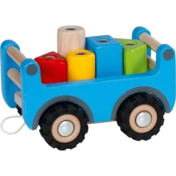 Goki Camion Plateau-grue -Magasin De Jouets En Bois camion plateau grue bois 6