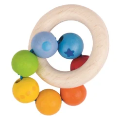 Chaine De Poussette Avec Hochet Amovible - Eveil Coloré -Magasin De Jouets En Bois chaine de poussette avec hochet amovible eveil colore bois 2
