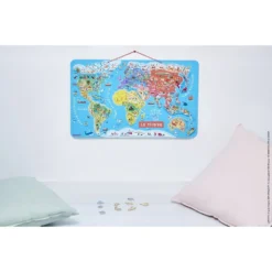 Janod Puzzle Magnétique 92 Pcs - Carte Du Monde -Magasin De Jouets En Bois puzzle monde magnetique bois 2