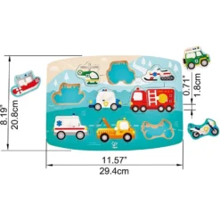 Puzzle Véhicules 5 Puzzle Véhicules -Magasin De Jouets En Bois puzzle vehicules bois 2
